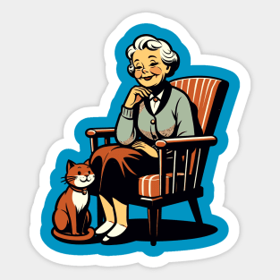 Grandma with cat Sticker